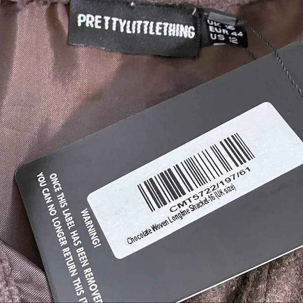 NWT PrettyLittleThing Brown Brushed Longline Button Up Shirt Shacket 12 - Image 6