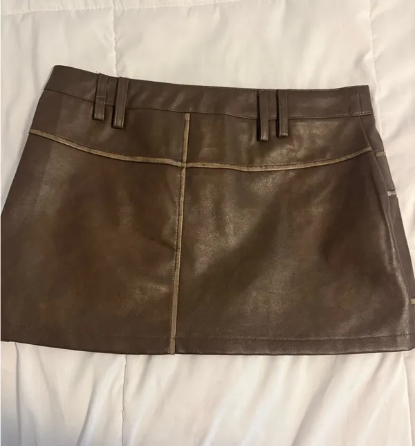 Brown Leather Skirt Forever 21 Mini - Image 2
