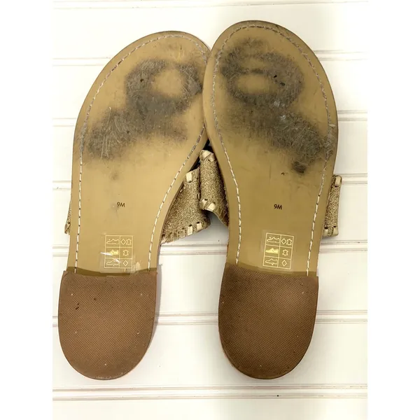 Jack Rogers Jacks Flat Sandal Gold Glitter Leather Thong Sandals Womens 9M - Image 5