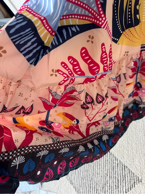 Rosa Clothing Bohemia Tropical Totem Print Strappy Flare Maxi Dress Small New - Image 7