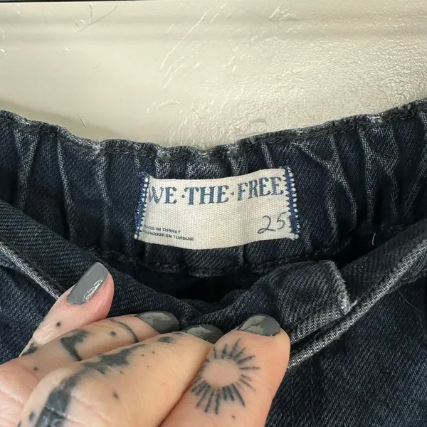 Free People We The Free Black Wash Marx Cargo Baggy Laid Back Denim Pants Jeans - Image 12