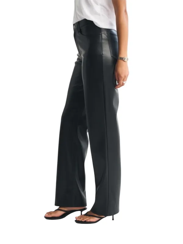 Abercrombie Curve Love High Rise 90s Relaxed Vegan Leather Pant Black Size 26 - Image 6