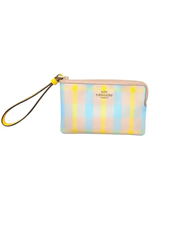 Coach Wristlet Bright Maize Plaid Corner Zip new with tags - Image 5