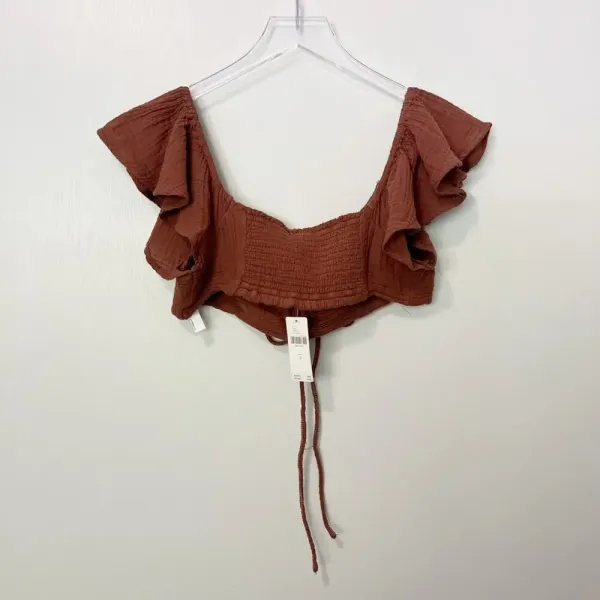 NWT ANTHROPOLOGIE The Jerry Cinched Top‎ Brown - Image 3