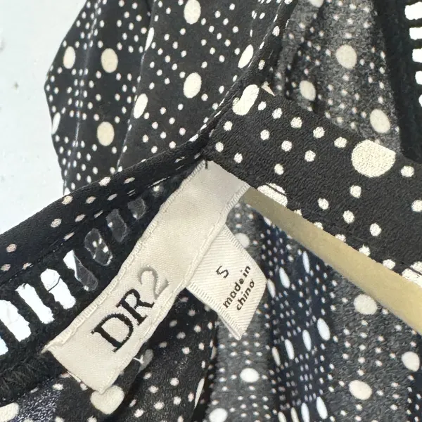 DR2 by Daniel Rainn Polka Dot V-Neck Blouse Black White Small DR19572PR1 Office - Image 6