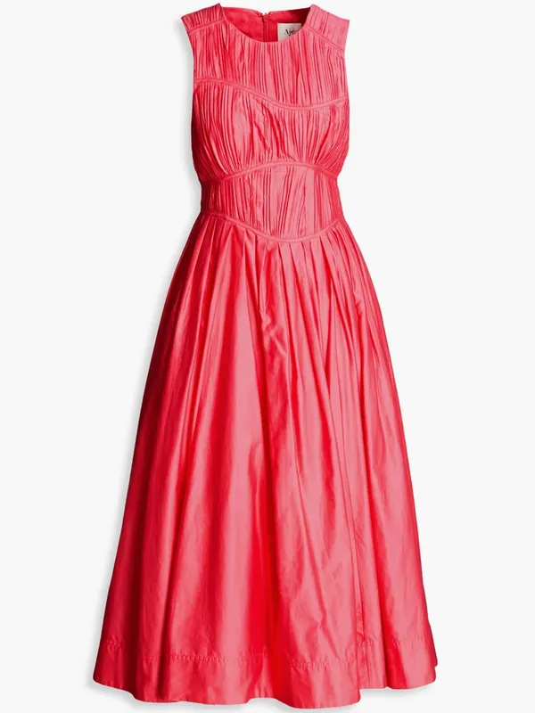 AJE Nya pleated cotton-taffeta midi dress Bubblegum UK 4 Original Price $595 - Image 2