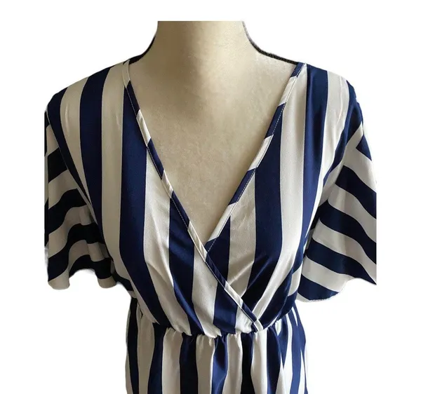 Adorable navy blue and white striped dress - Image 5