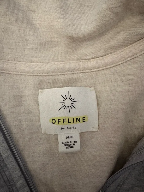 Aerie Quarter-Zip Pullover Grey Oversized - Image 3