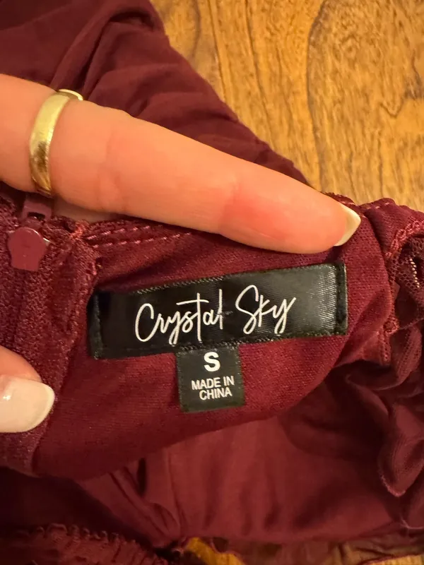 Crystal sky maroon mini dress Red - Image 3