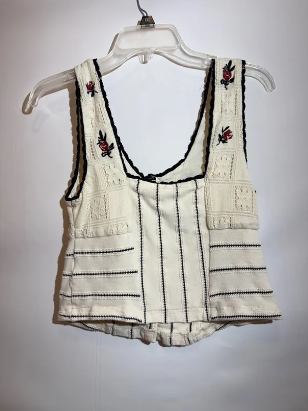 Free People Rose Bud Knit Top Cotton Blend Long Sleeve Size M - Image 3