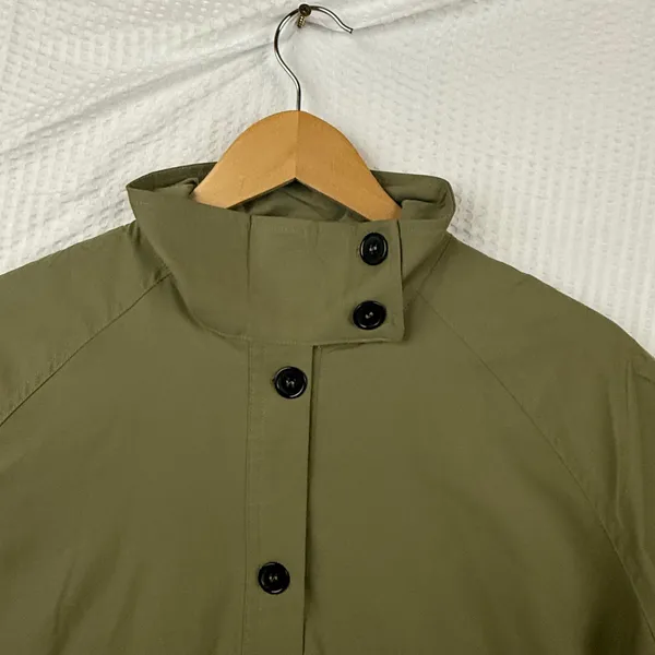 Fashion Olive Green Funnel Neck Button Up Windbreaker Jacket MLZ-2409 Small - Image 4