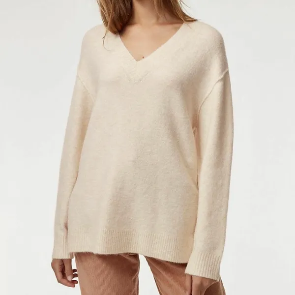 Aritzia Wilfred Merian Hush Knit V-Neck Sweater In Cream XS Classic Neutral - Image 10