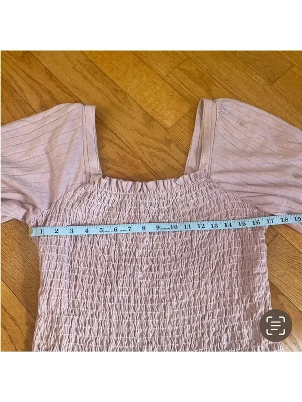 We the free Free People lilac top blouse elastic body puff sleeves XL Coquette - Image 4