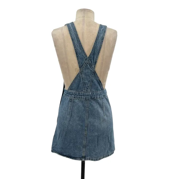 Free People Louise‎ Denim Skirtall Overall Dress Medium Wash Blue Size 0 - Image 9