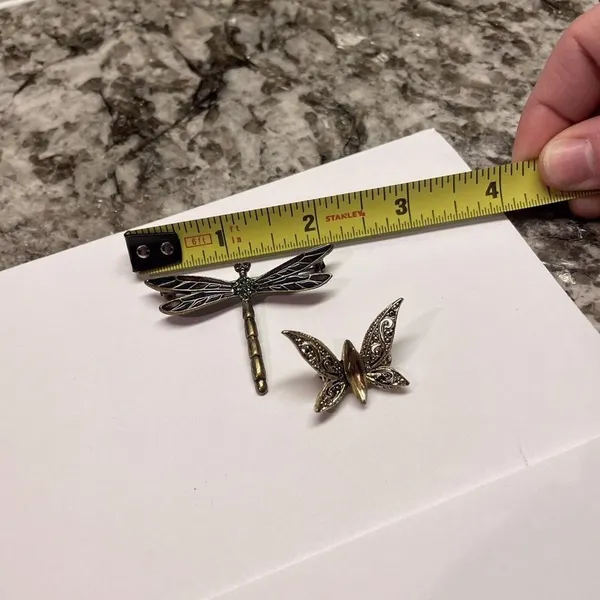 Lot Of 2 Vintage - Modern Insect Brooch Pins - Butterfly / Dragonfly Rhinestone - Image 5