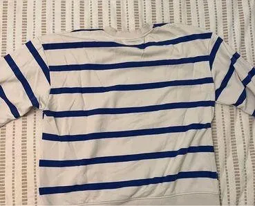 Blue & white striped sweater crewneck coastal summer - Image 6