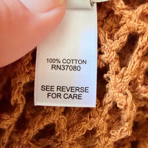 Cato Crochet Tunic Top L Rust Orange Cotton Open Knit Boho Vacation Festival - Image 7