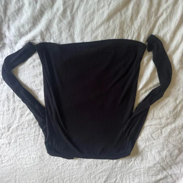 French La Halle Black Ribbed Crewneck Long Sleeve Basic Shirt Size Large - Image 8