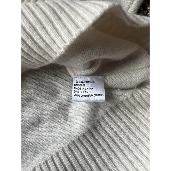 Charter Club Womens‎ 100% Cashmere Turtleneck Sweater Cream Knit - Image 2