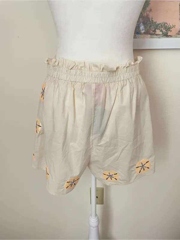 QUEEN OF SPARKLES Sequin Sand Dollar Cotton Tie Tank Top & Shorts Matching Set - Image 10