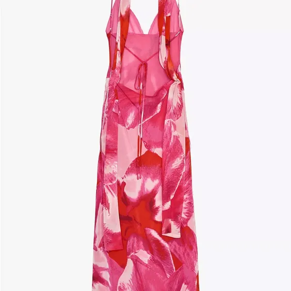 ZARA Elegant Pink Floral Maxi Dress - Image 9