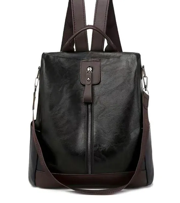 Vegan Leather Backpack One Shoulder Messenger Anti Theft Waterproof Travel - Image 6