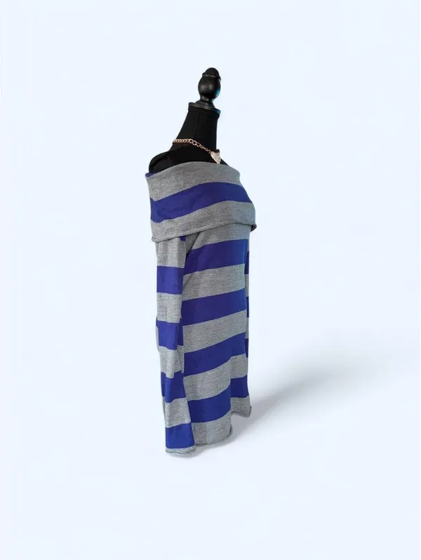 Vintage Y2K Grane McBling Blue Gray Striped Top size XL 💙 - Image 2