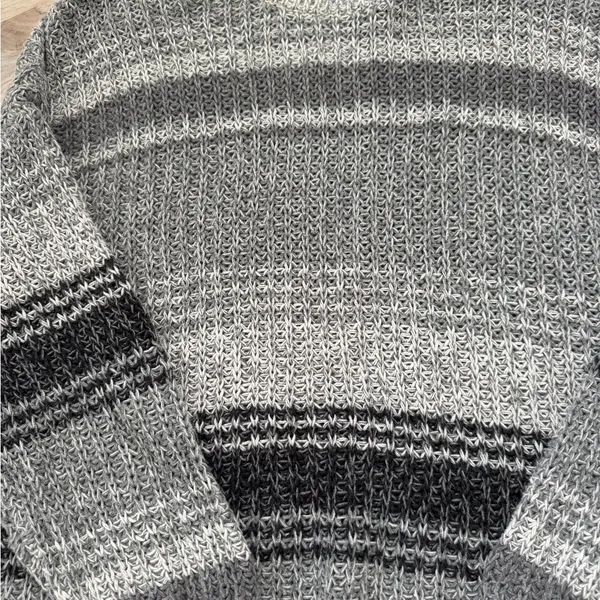 American Eagle Outfitters Oversized Gray & Black Striped Crewneck Sweater - Image 2