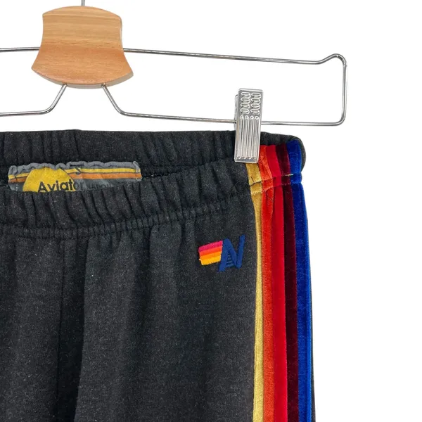 Aviator Nation Classic Sweatpants Velvet Stripes Jogger Gray Black Size Small‎ - Image 5