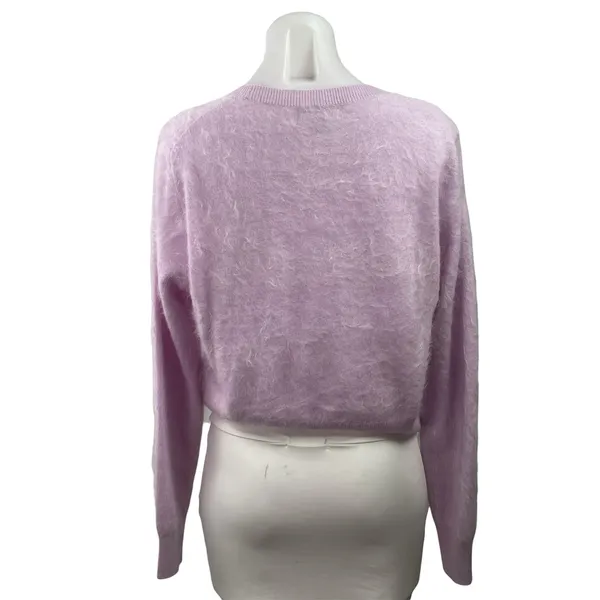 J.Crew Cashmere Women's Purple Lilac Long Sleeve Crop Knit Sweater Top Size M - Image 3