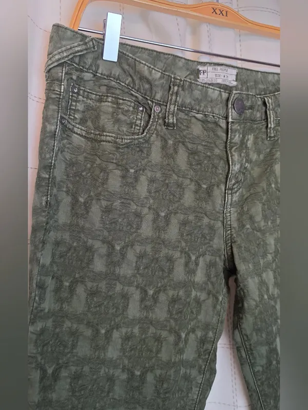 Free People Skinny Floral Jacquard Jeans - Image 7