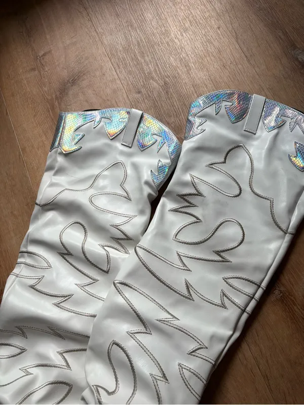 Western holographic thigh high cowgirl boots - Image 11