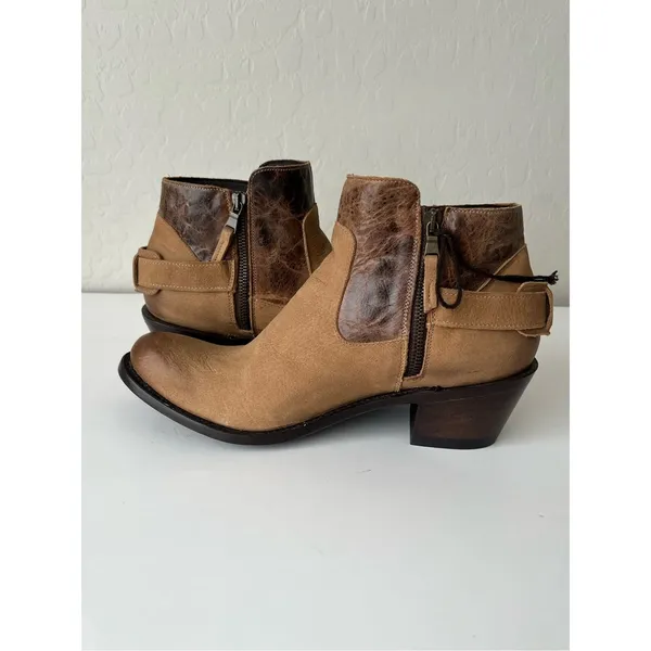 J.B. Dillon leather leather distressed western ankle boots NEW 10 - Image 4