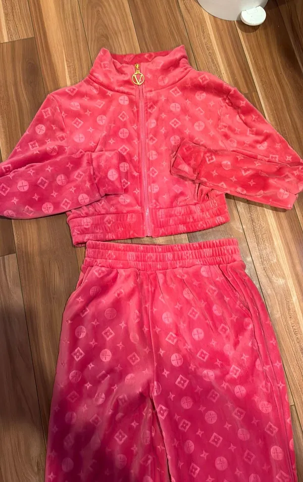 Pink Velvet Track Suit Set - Image 3