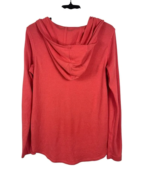 Duluth Trading Orange Waffle Knit Thermal Hoodie Long Sleeve Pullover Women’s M - Image 3