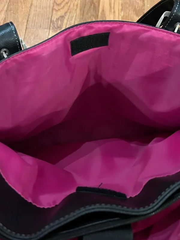 Classic Black Tote Bag with Buckle Straps Size OS - Image 3