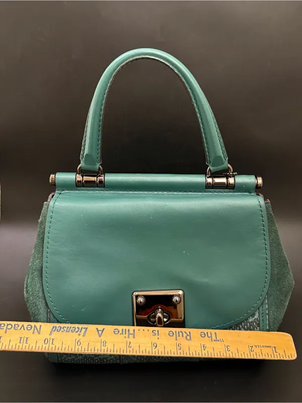 COACH 12086 Green Drifter Snakeskin Top Handle Crossbody Shoulder Bag - Image 14