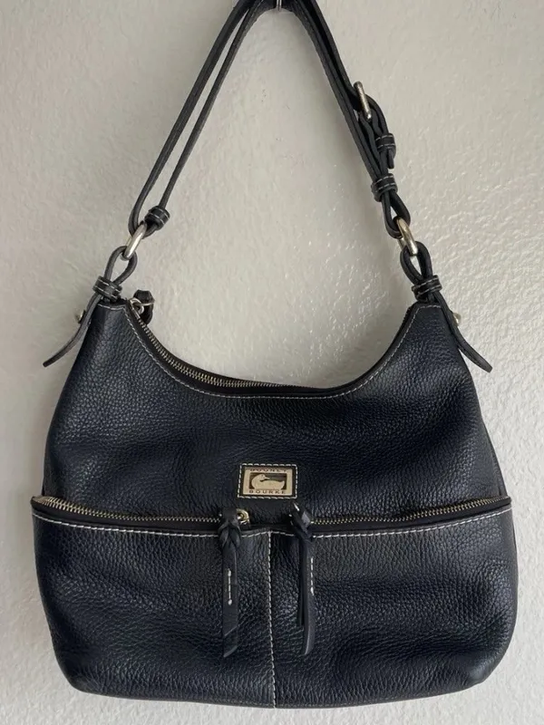 Dooney & Bourke Pebble Grain Classic Black Leather Hobo Handbag Adjustable - Image 2