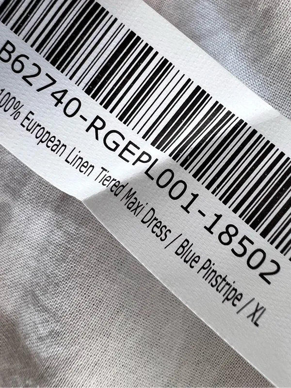 Quince 100% European Linen Tiered Maxi Dress Blue Pinstripe - Image 11