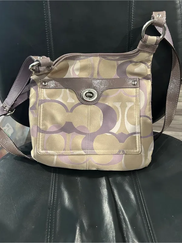 Coach Penelope Optic Signature sateen and leather crossbody bag lavender khaki - Image 2