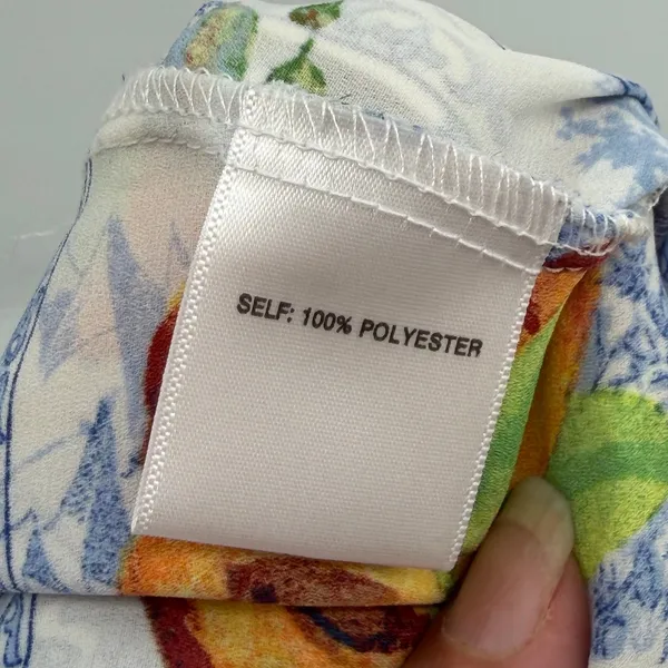 Rose + Olive Fruit Toile Button Shirt Sz L Euro Summer Cottage Resort Peaches - Image 10