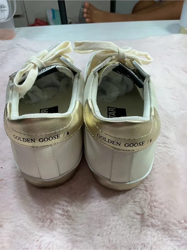 Golden Goose White Sneakers with Gold Star Accent 145 - Image 4