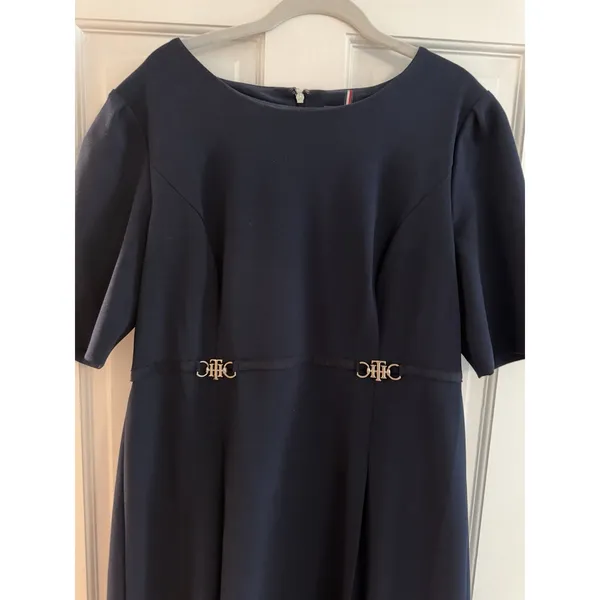 Tommy Hilfiger Women's Elbow Sleeve Fit & Flare Navy Blue Dress Sz 12 - Image 11