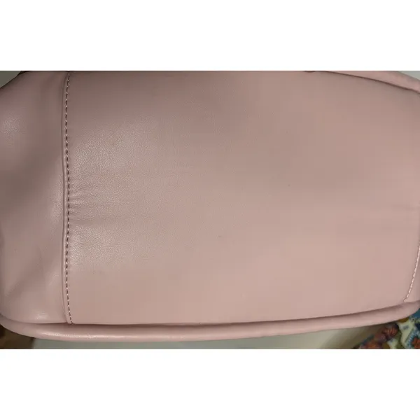 Lulu Dharma Pink Leather Ruched Tote Bag Shoulder Purse Gold Hardware - Image 7
