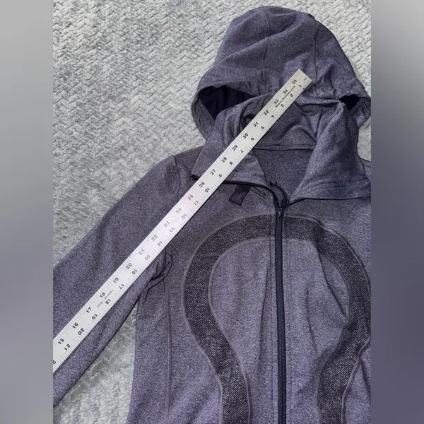 Lululemon Womens Stride Zip Up Hoodie High Collar Heathered‎ Purple Fitted Sz 6 - Image 7