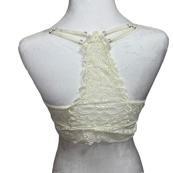 Aerie Bralette Cream Floral Lace Racerback Boho Intimates‎ Romantic Loungewear M - Image 2