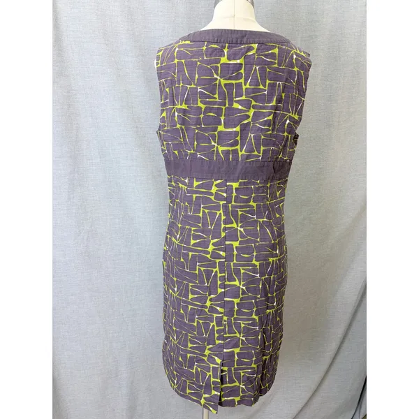 Boden Purple Lime Geometric Mosaic Shift Dress 10 Mod‎ Workwear V-Neck - Image 6