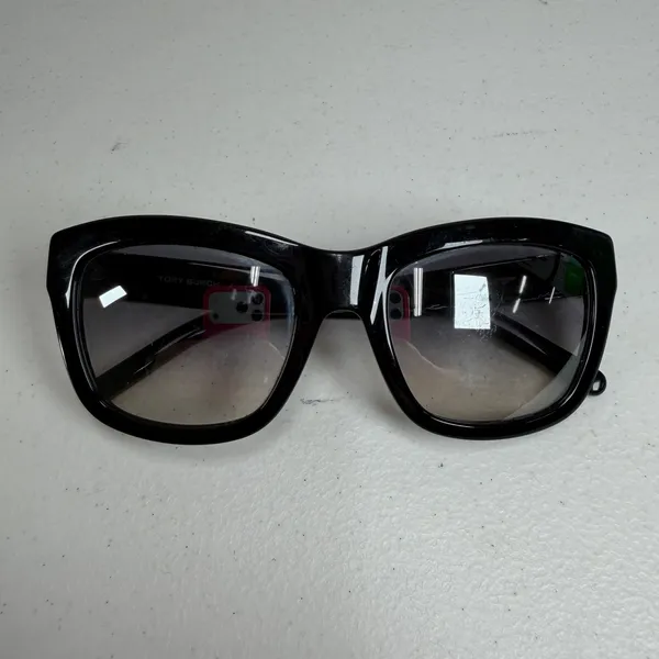 Tory Burch Sunglasses Square Black TY 7075 Silver Logo Grey Gradient Lens - Image 4