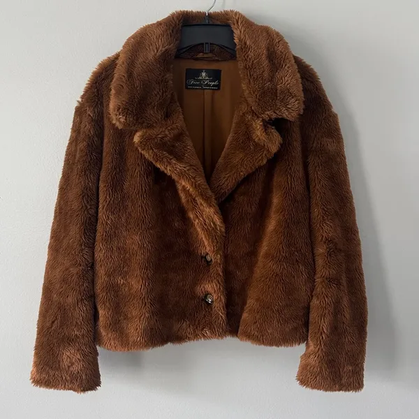 Free People Women's Faux Fur Mena Coat Boho Romantic Timeless Classic - Image 2
