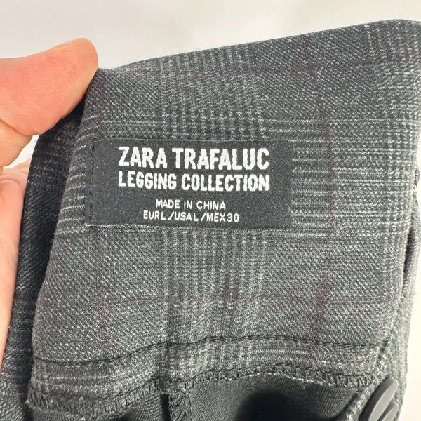 Zara Trafaluc Pants Womens L Gray‎ Plaid Slim Fit Preppy Academia Workwear - Image 5